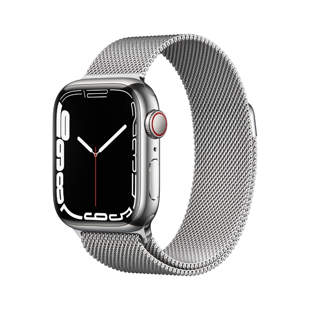 Apple Watch Series 7 GPS + Cellular - 41 mm MKHX3HN/A Silver Stainless Steel Case with Silver Milanese Loop
Apple Watch Series 7 GPS + Cellular - 41 mm MKHX3HN/A Silver Stainless Steel Case with Silver Milanese Loop
