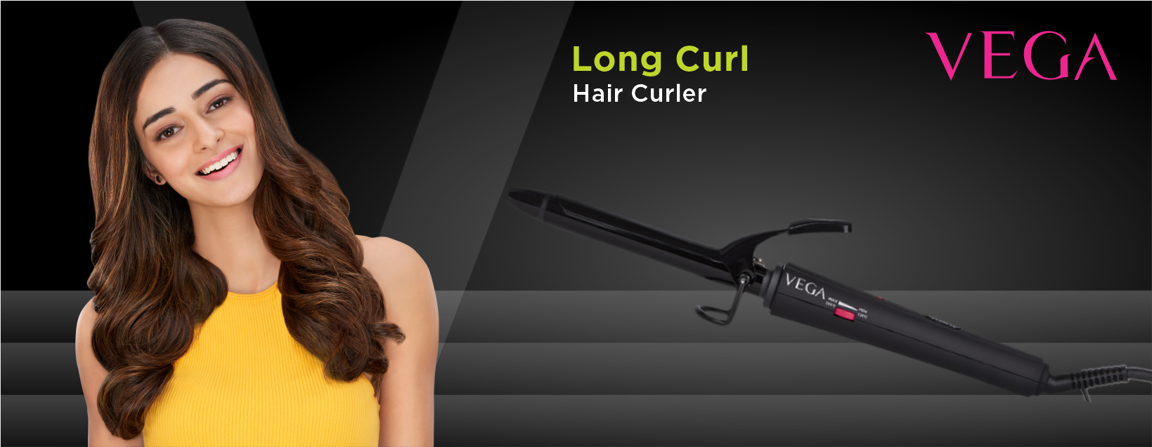 Vega Long Hair Curl with Comfortable Grip with Rubber Handle