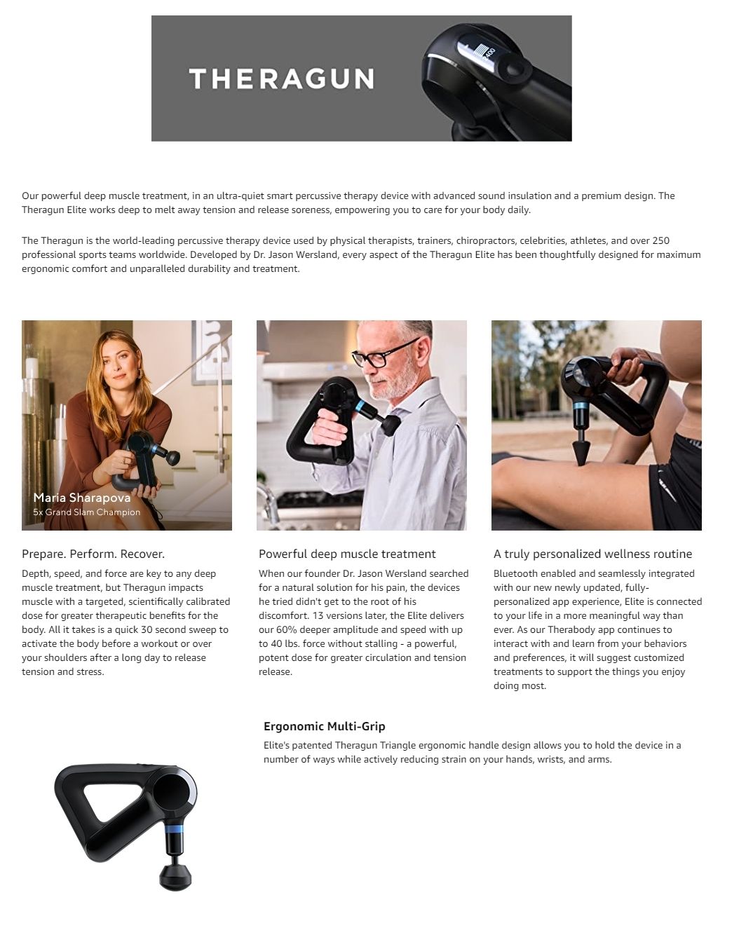 Therabody Theragun G4 Elite Black Quiet Massager with QX65 Motor with