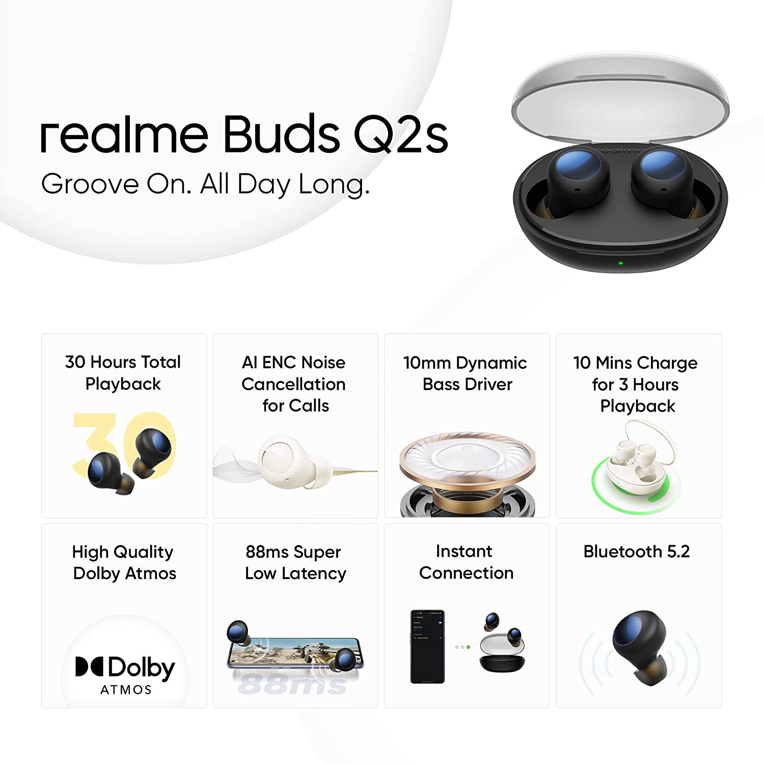 Realme Buds Q2s Bluetooth Truly Wireless in Ear Earbuds with 30 Hours