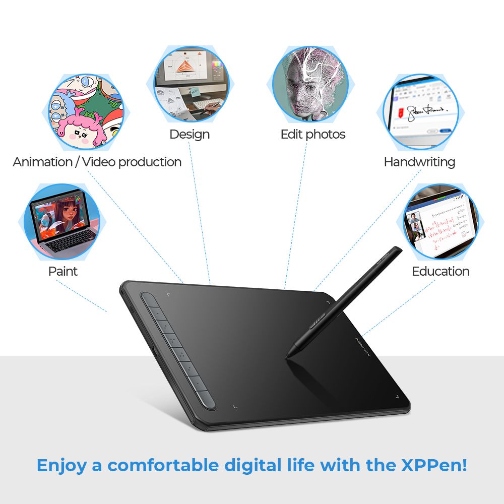 XPPen Deco M Drawing Tablet with X3 chip stylus 8 shortcut keys, 8192