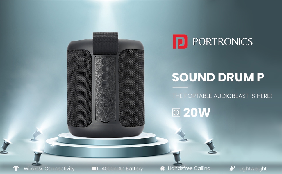 Portronics SoundDrum P 20W Portable Bluetooth Speaker with Type C