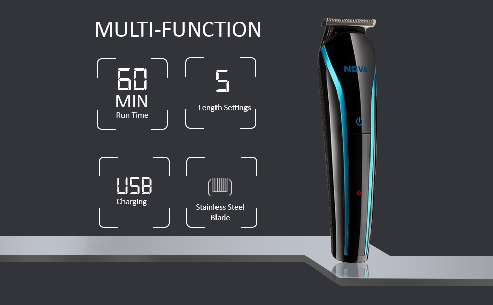 Nova Trimmer with 5 Length Setting, USB Charging, Black (NHT1073