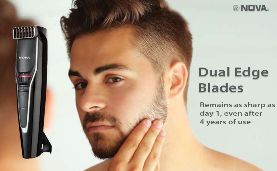 Nova Trimmer with 20 Length Setting, Stainless Steel Blades (Black, NHT