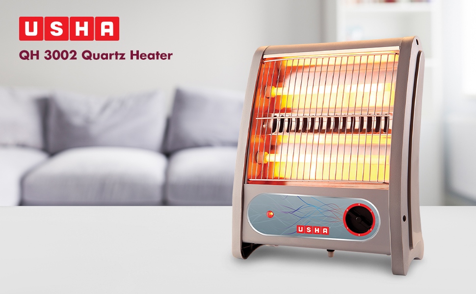 USHA Quartz Room Heater with Overheating Protection, 800 Watts, Two