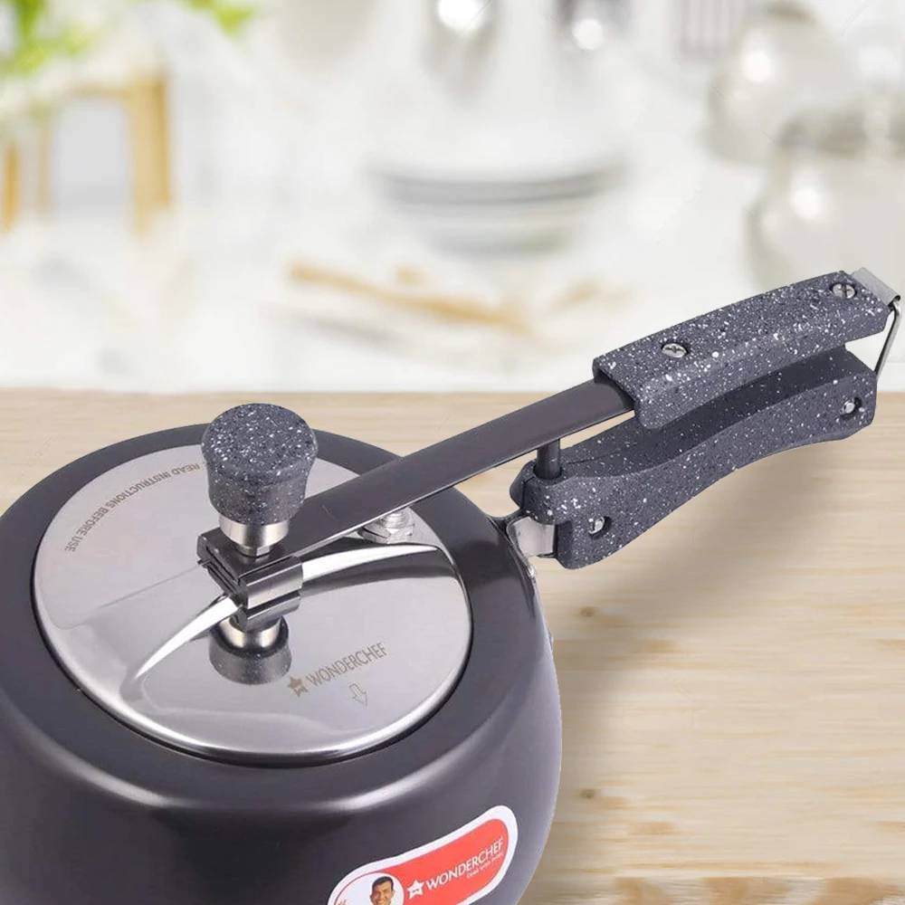 Wonderchef Taurus Induction Base Hard Anodized Pressure Cooker with Pressure Locked Mechanism, 5