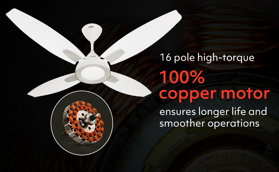 Usha Bloom Lily Ceiling Fan with Goodbye Dust Paint Technology, 1300mm, Unique Blade Design