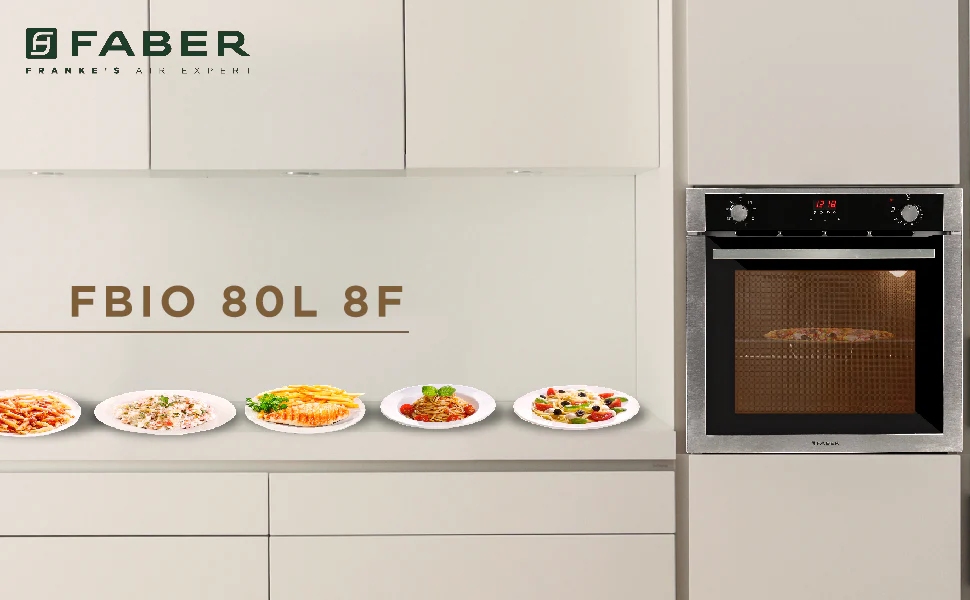 Faber 80 Litres Built in Oven with Digital Timer,, 8 Cooking Function