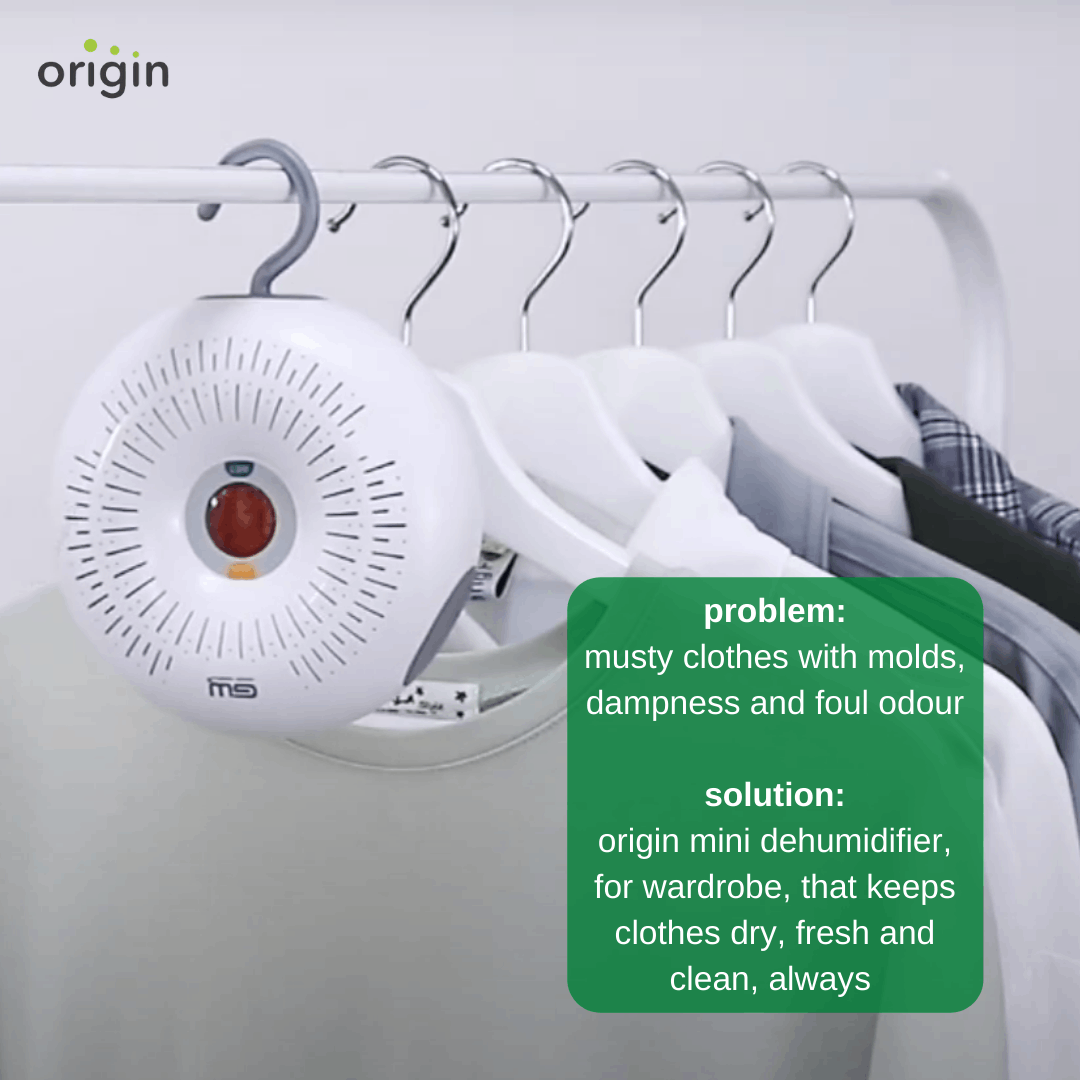 Origin Wardrobe Dehumidifier with Reduces Humidity in the Air, Air Flow