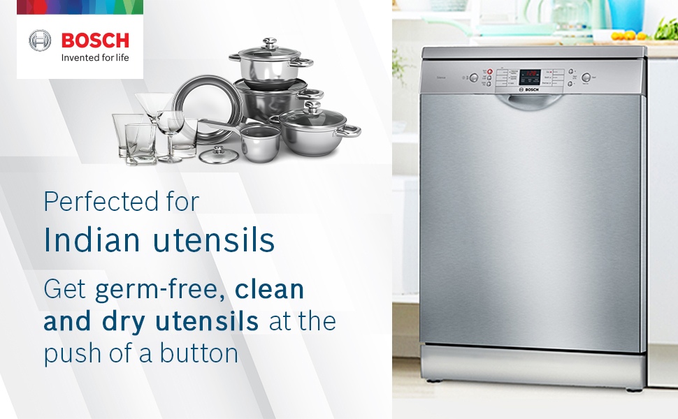 Bosch 13 Place Setting Free Standing Dishwasher (SMS66GI01I, Silver