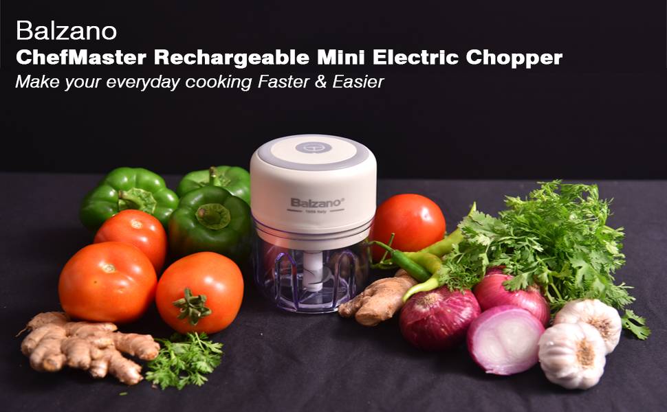 Balzano Chef Master Rechargeable Mini Electric Chopper with Dual Safety