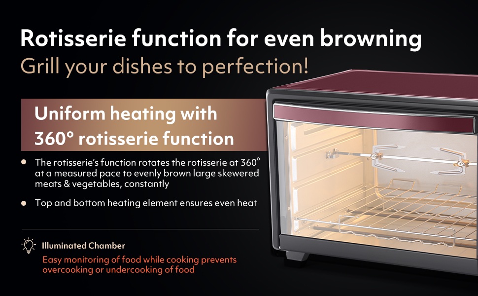 Usha 29 Litres Oven Toaster Grillers with Glass Door, Rotisserie and