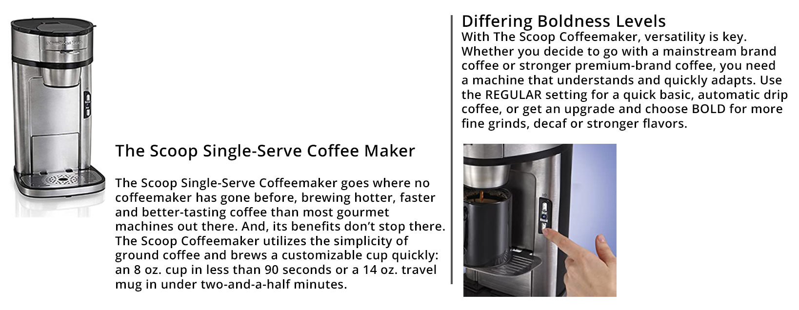 Hamilton Beach Scoop Single Serve Coffee Maker with Durable Stainless