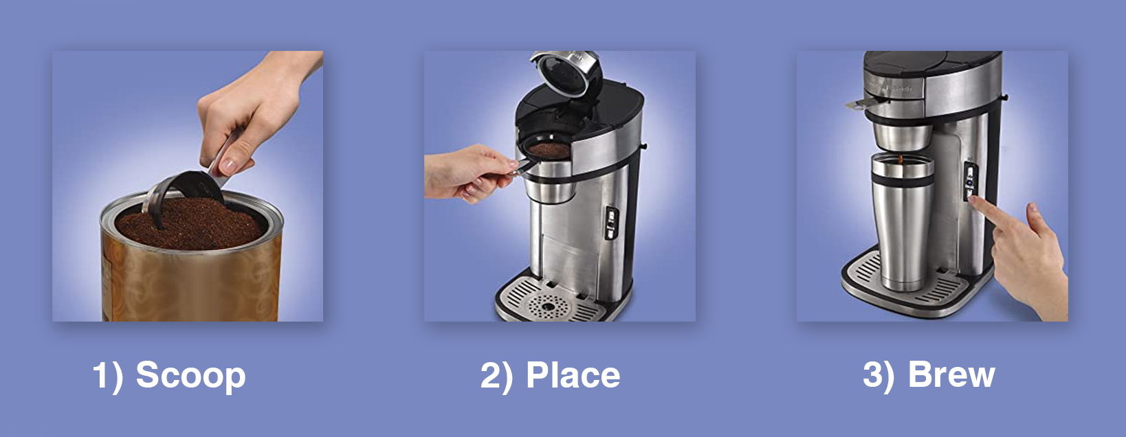 Hamilton Beach Scoop Single Serve Coffee Maker with Durable Stainless