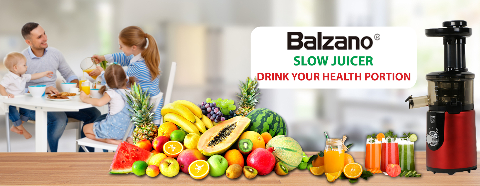 Balzano Cold Press Slow Juicer with Juicemax Technology, 180Watts