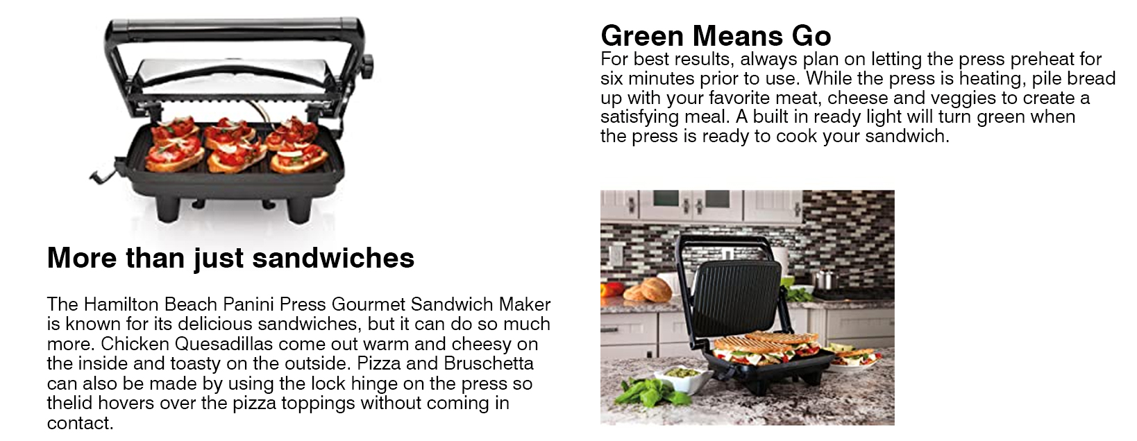 Hamilton Beach Gourmet Panini Press Sandwich Maker with Power & Preheat