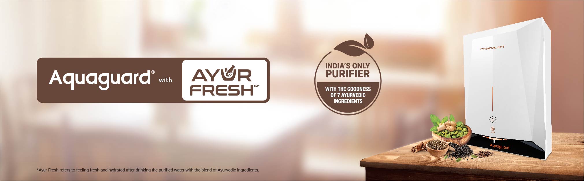 Eureka Forbes Water Purifier Aquaquard Crystal NXT UV+AYUR with Ayur