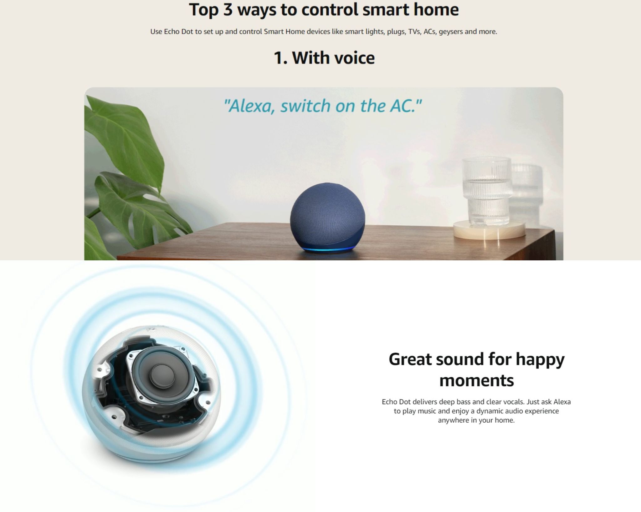 Amazon Echo Dot (5th Gen, 2023 release) Smart Speaker With 1.73” (44 mm