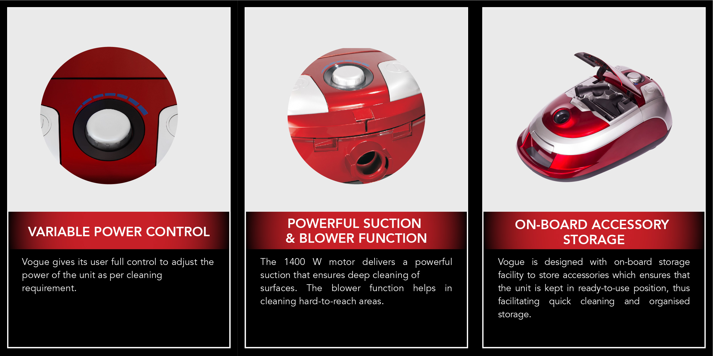 Eureka Forbes Vogue Super Silent Vacuum Cleaner with Variable Power Control, Automatic Power