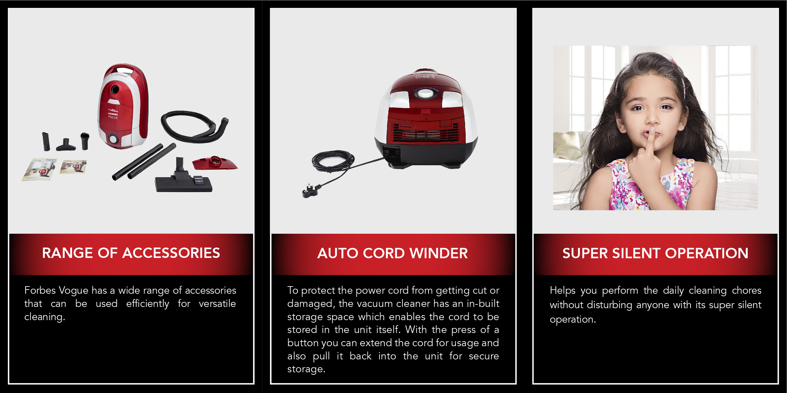 Eureka Forbes Vogue Super Silent Vacuum Cleaner with Variable Power Control, Automatic Power