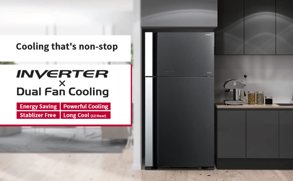 Hitachi 489 Ltrs Frost Free Double Door Inverter Refrigerator