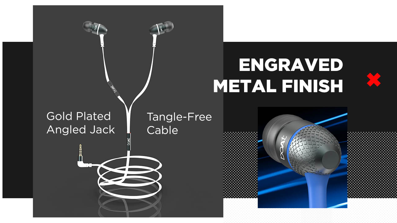 boAt BassHeads 228 inEar Wired Earphones with Super Extra Bass, Metallic Finish, TangleFree