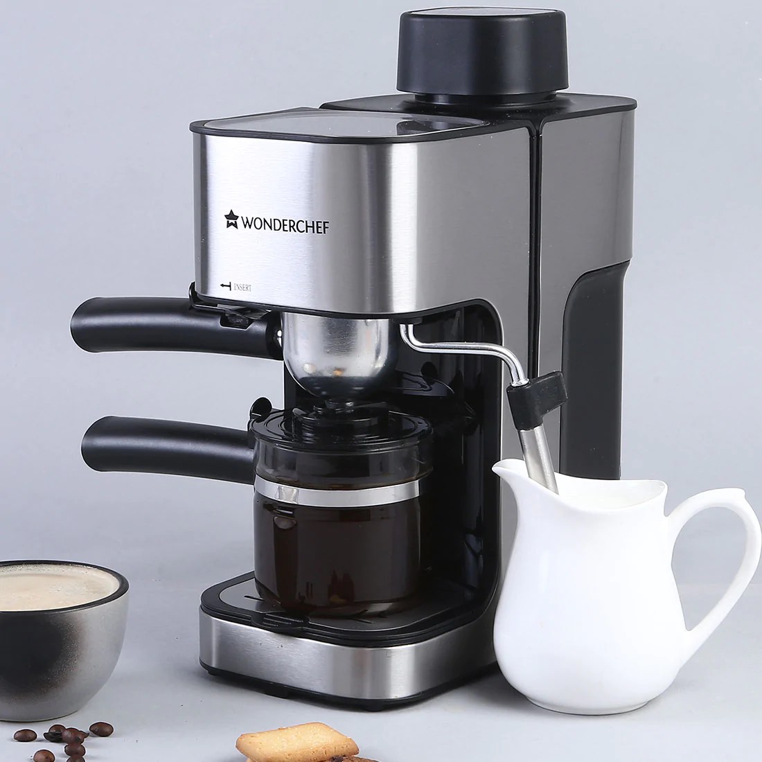 Wonderchef Regalia Espresso Coffee Maker with 5 Bar, Steam Tube for