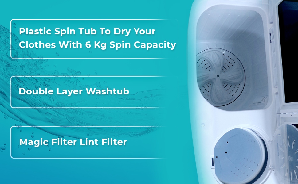 Amstrad 6.5 Kg Semi Automatic Top Load Washing Machine (AMWS65PP, White