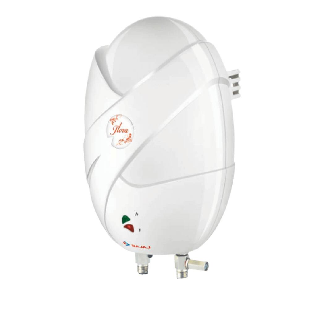 Bajaj Flora Water Heater with Thermoplastic Outer Body, 3 Litres, 3 KW,  Fire Retardant Cable, ISI Certification, Neon Indicator, Elegant Body Shell  | Vijay Sales