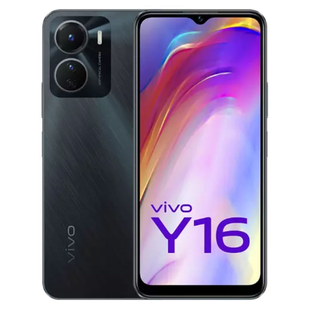 Vivo Y Series Y16 4G Dual Sim Smartphone (4GB RAM, 128GB Storage) 6.51 inch HD+ Display|MediaTek Helio P35 Processor|5000mAh Battery (Stellar Black)