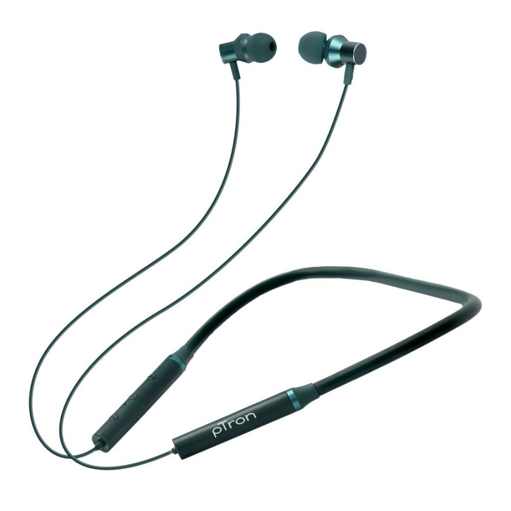 

pTron Tangentbeat Wireless Bluetooth Neckband With Passive Noise Cancellation, 10 Hours Playback-time (Dark Green)