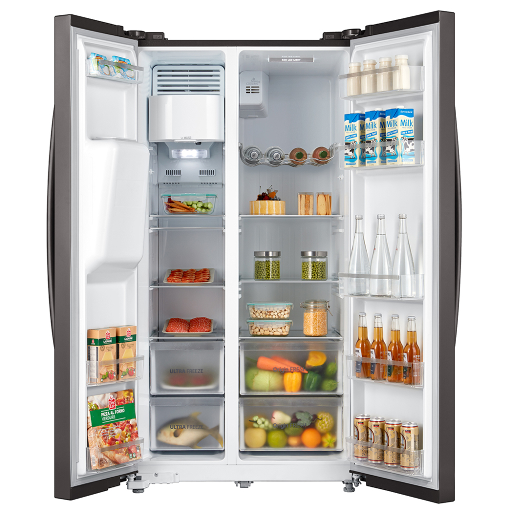 Toshiba 573 Ltr Side By Side Refrigerator (GRRS508WEPMI, Stainless