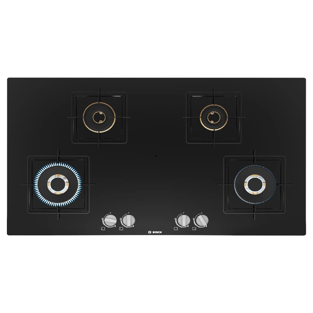 

Bosch 90 cm Built in Hob with 4 Burners, Swords Knob (Black, PNF9B6F10I)