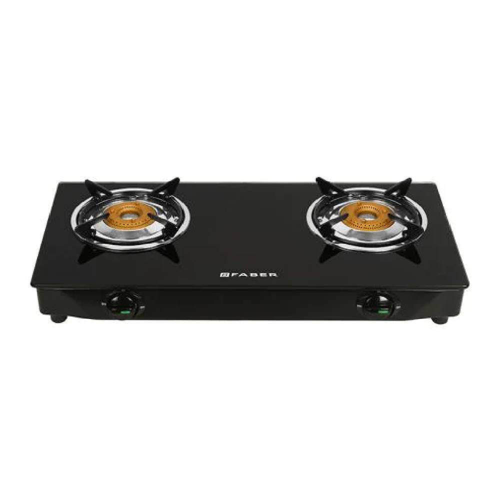 

Faber Jazz Cooktop with 2 Brass Burner, MS Powder Coated Finish, Manual Ignition (Black, 2BB BK)