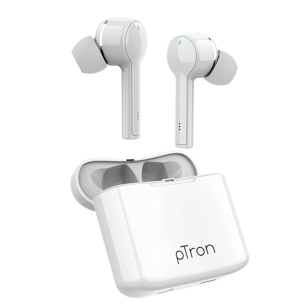 

pTron Bassbuds Lite V2 Bluetooth 5.1 Wireless Headphone, 20Hrs Total Playtime with Case, Passive Noise Cancellation & Voice Assistant (White)