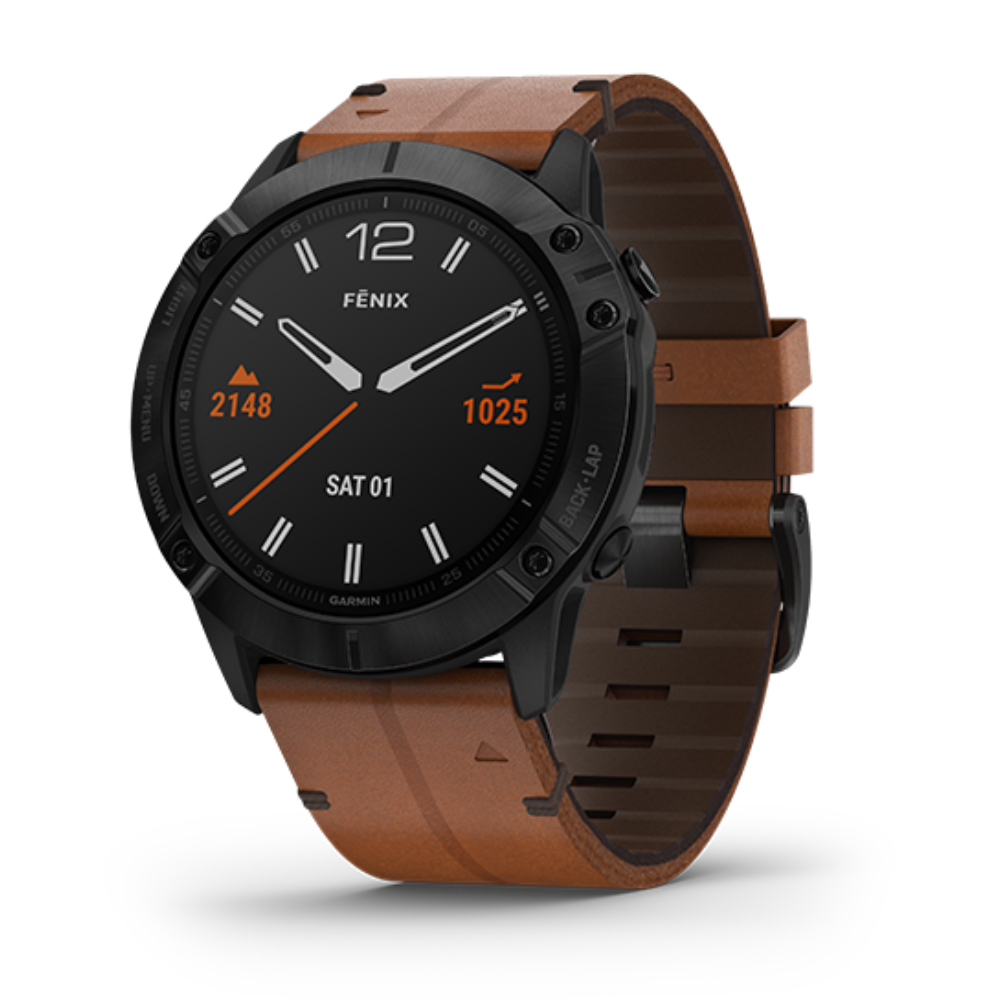 

Garmin Fenix 6X Smart Watch (Sapphire - Black DLC with Chestnut Leather Band)