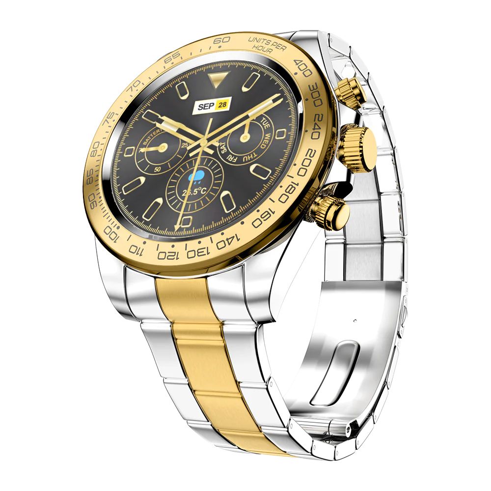 

Fire-Boltt Blizzard Bluetooth Calling with High Tech Ceramic, 120 Sports Modes, IP67 Water Resistant (Silver Gold)