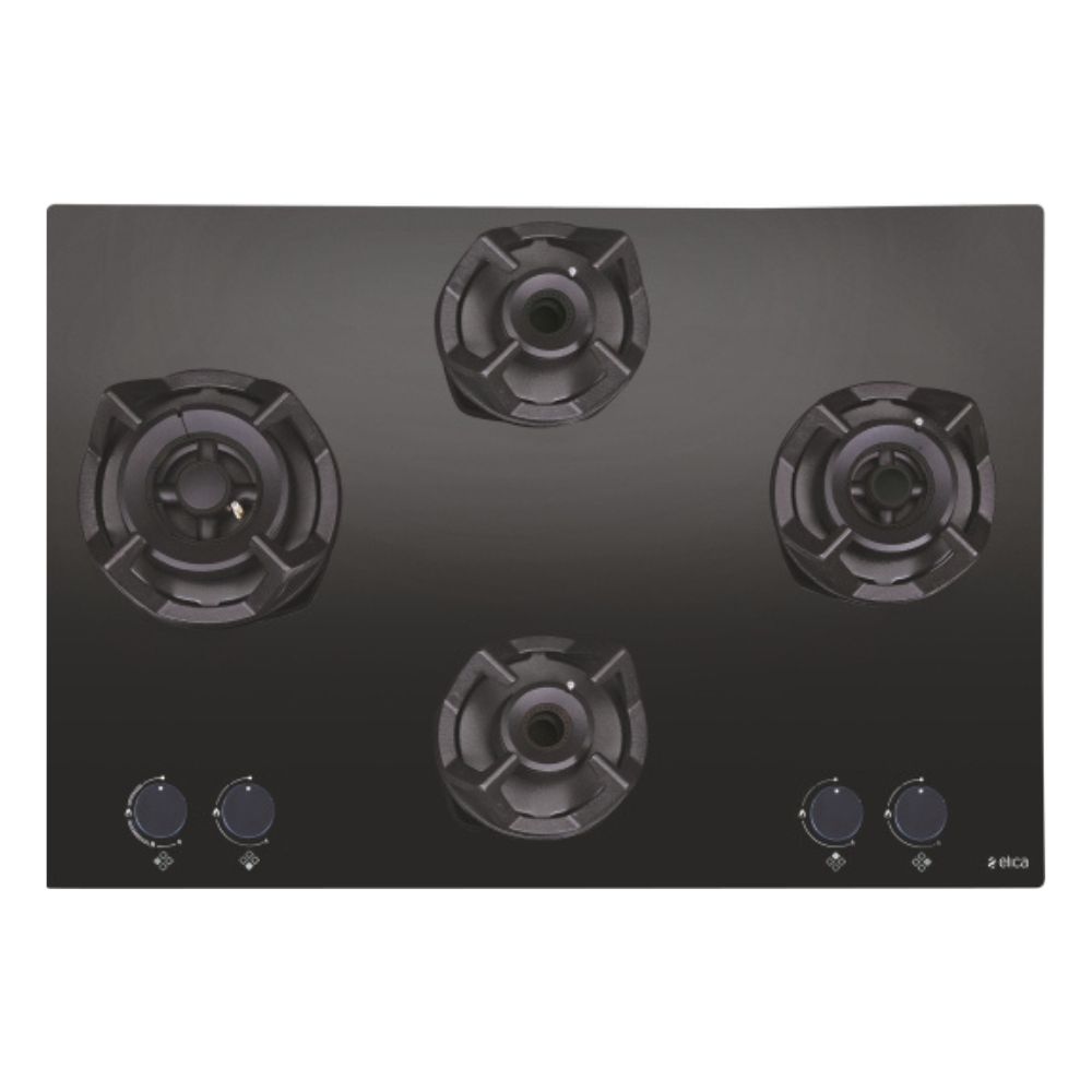 

Elica 70 cm Built in Hob with 4 Brass Burners, Auto ignition, Cast Iron Pan Support (CLASSICABMFC4B70MT, Black)