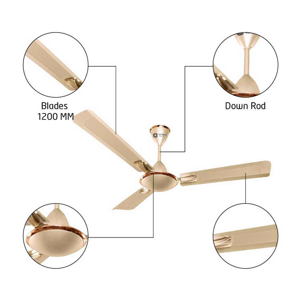 Orient Gratia Shine 1200mm Ceiling Fan (Topaz & Gold) Price in India