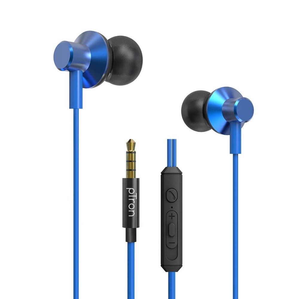 

pTron Pride Lite HBE (High Bass Earphones) in-Ear Wired Headphones with in-line Mic, 10mm Powerful Driver for Stereo Audio (Blue)