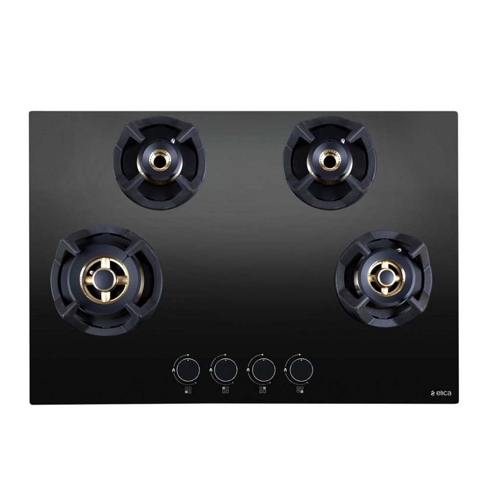 

Elica 75 cm Built in Hob with 4 Brass Burners, Auto ignition, Cast Iron Pan Support (CLASSICFLEXIFBMFC4B75MT, Black)