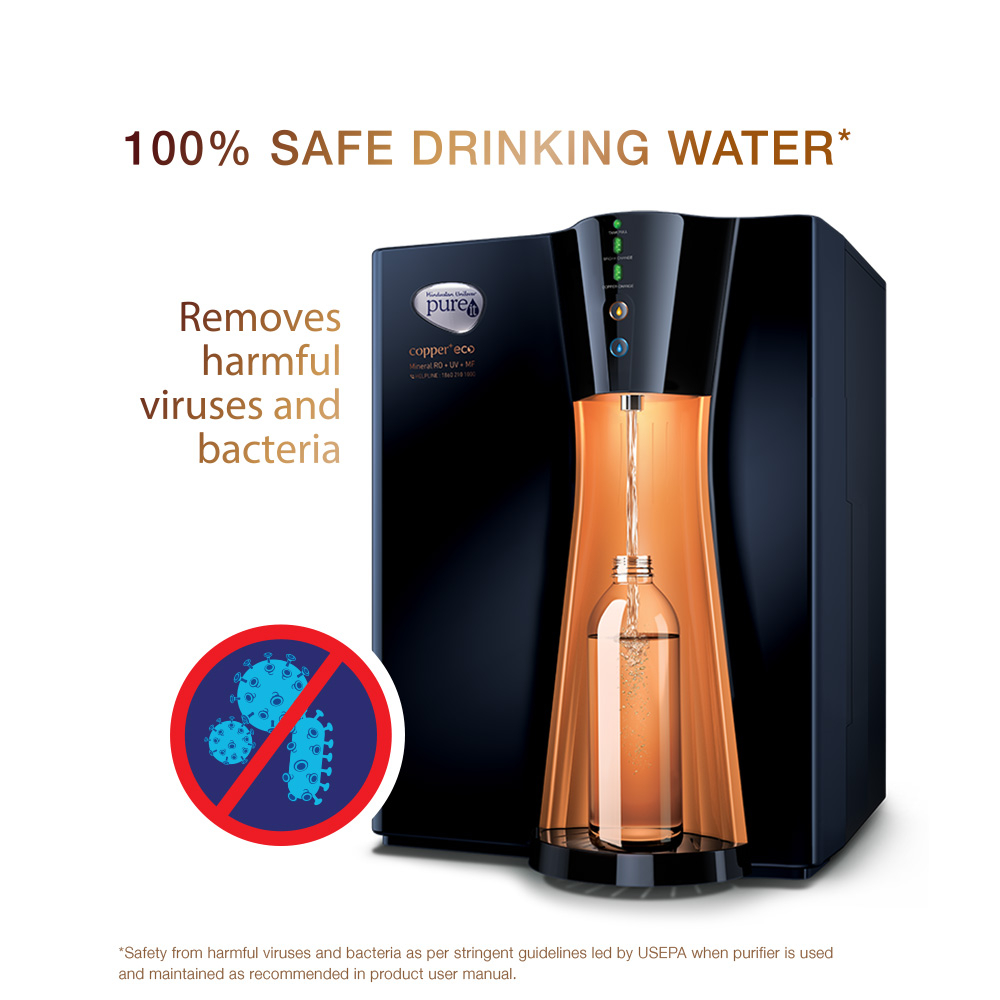 Pureit HUL Water Purifier Copper Eco Mineral RO+UV+MF Price in India