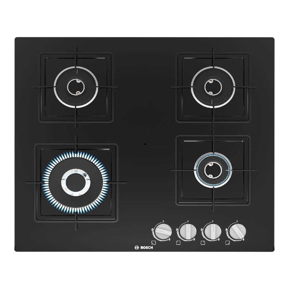 

Bosch 60 cm Built in Hob with 4 Burners, Swords Knob (Black, PNH6B6B12I)