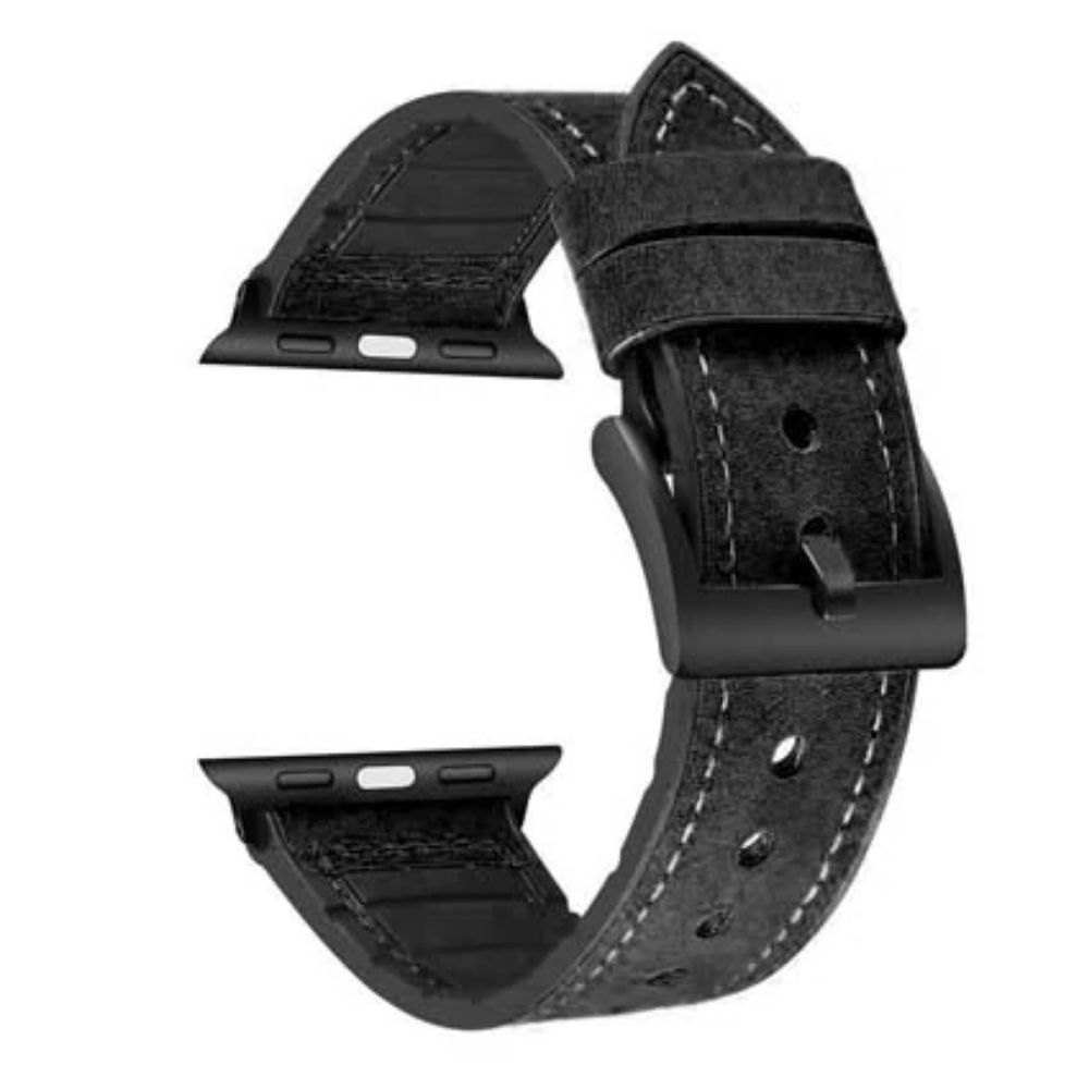 

Stuffcool Leather Watch Band Compatible with All Apple Watch Series (Black)