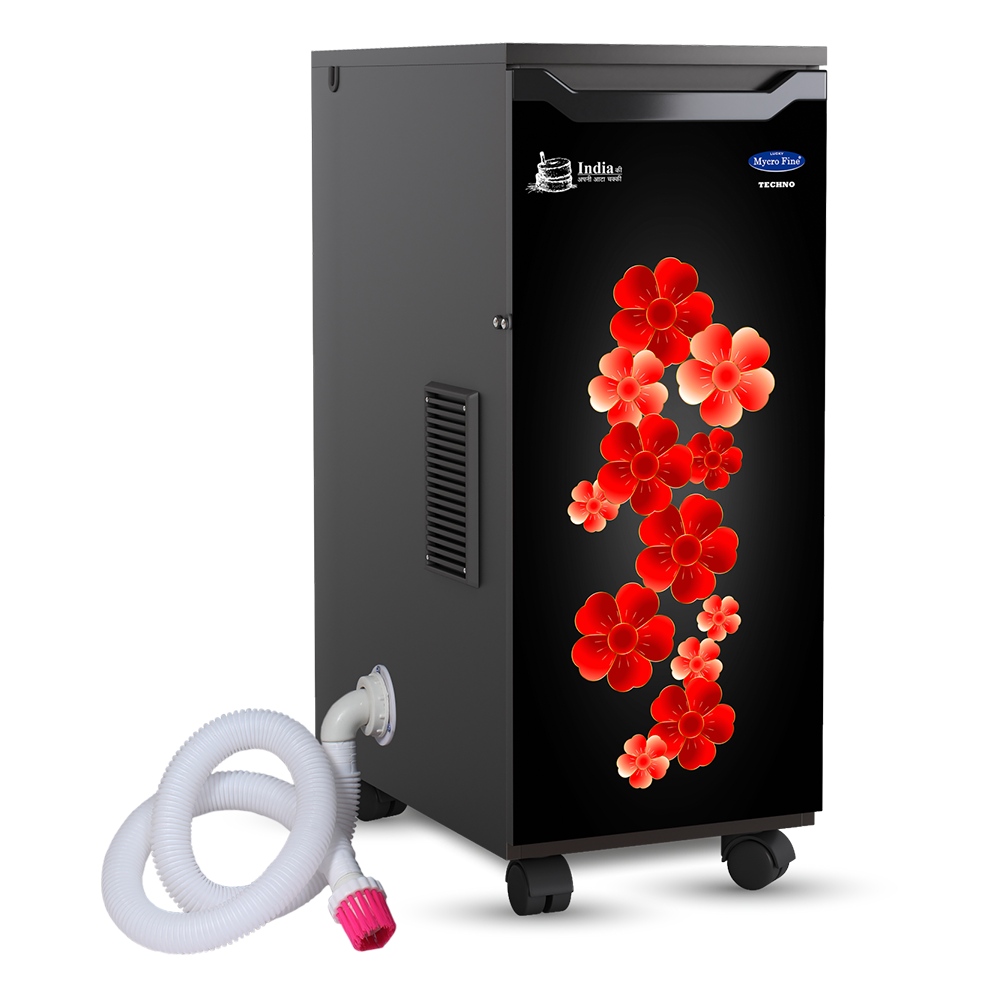 

Lucky Mycrofine Techno 5 kg Attamaker with Child Safety Door Switch, In Built Vacuum (Red Flower)