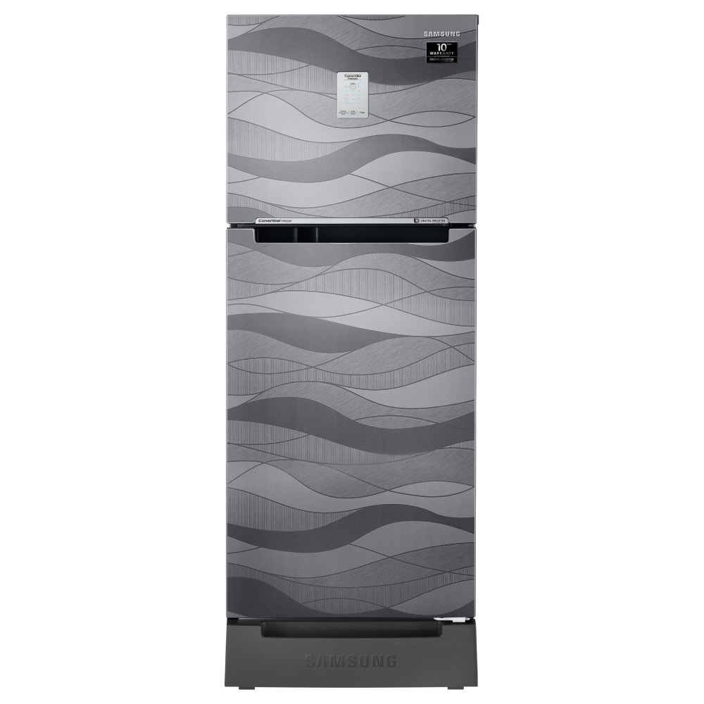 

Samsung 244 Litres 3 Star Frost Free Double Door Refrigerator with Digital Inverter Technology, Base Stand Drawer (RT28T3C23NV, Wave Inoxr)