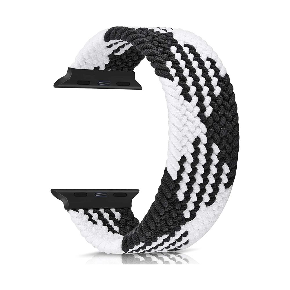 

Stuffcool Woven Solo Loop Compatible With Apple Watch Band (White Black)