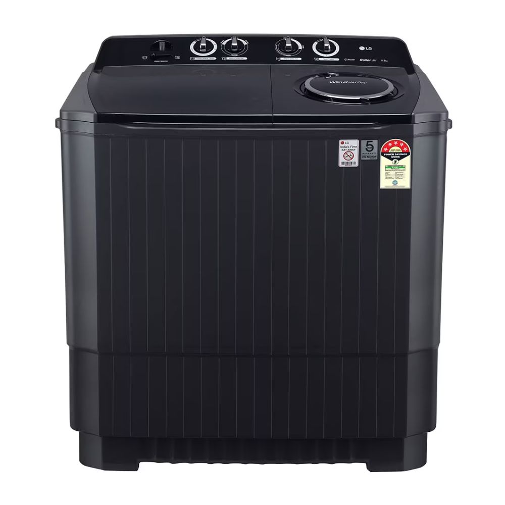 

LG 11.5 Kg 5 Star Semi Automatic Top Load Washing Machine with 4 Washing Programs & Roller Jet Pulsator (P115ASKAZ, Middle Black)