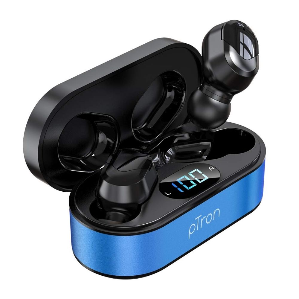 

pTron Bassbuds Plus in-Ear True Wireless Stereo Headphones with Mic, Deep Bass TWS Earbuds,IPX4 Sweat & Water Resistant Earbuds (Blue & Black)