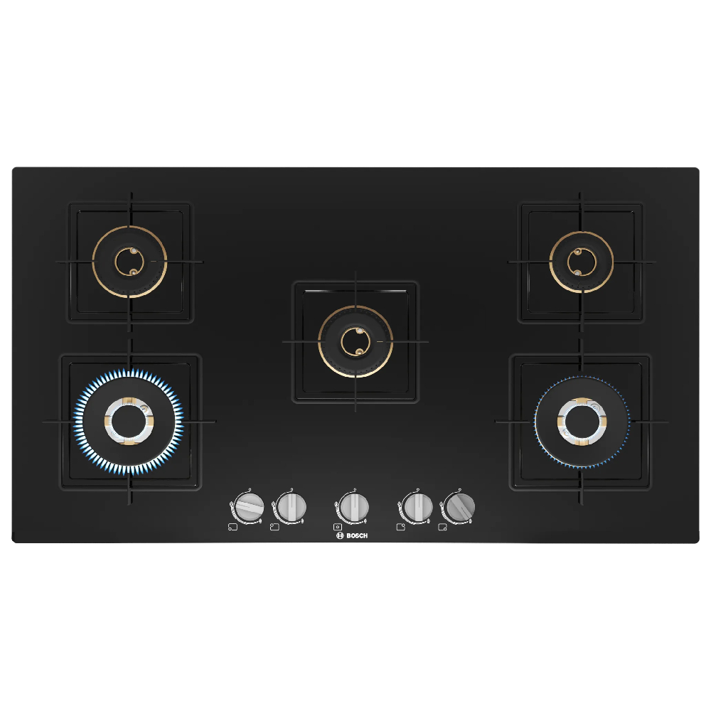 

Bosch 90 cm Built in Hob with 5 Burners, Swords Knob (Black, PNV9B6F10I)
